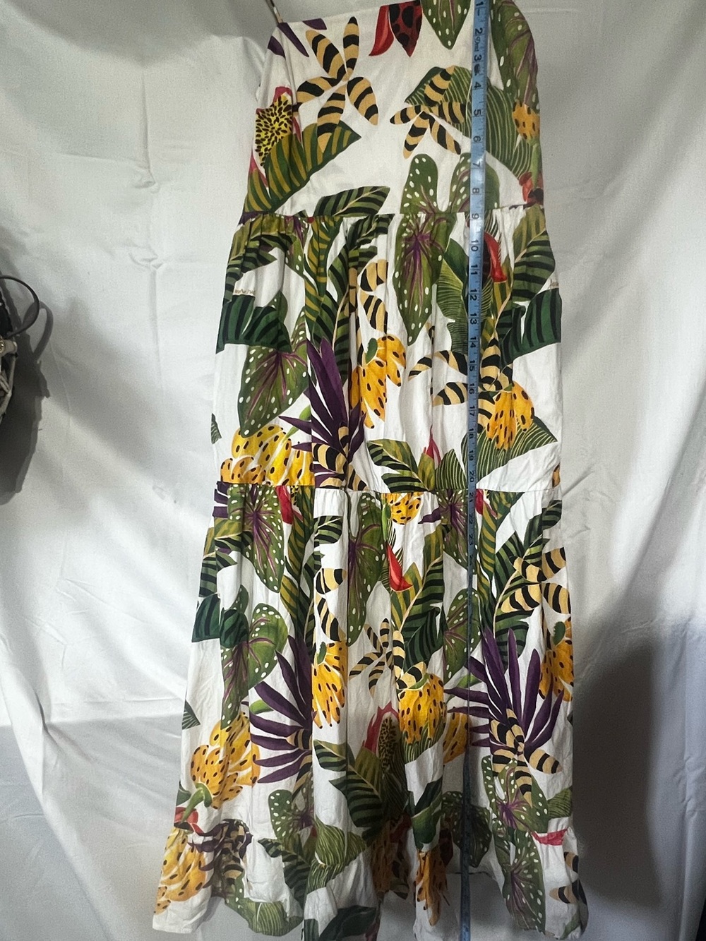 White Tropical Farm Rio Tiered Maxi dress with pockets vacation cotton natural - Picture 11 of 16